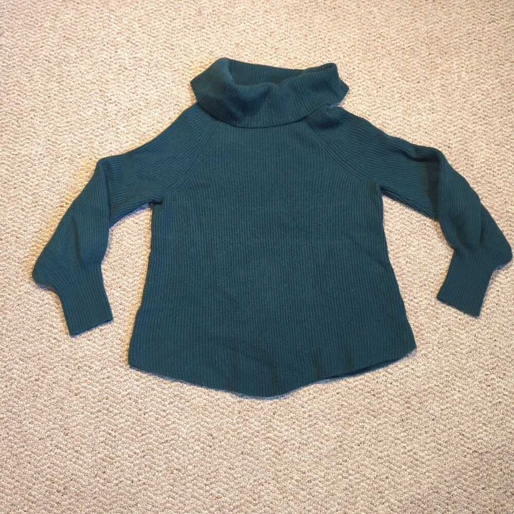 Soft Surroundings Cashmere Sweater Womens Medium Green Ribbed Pullover